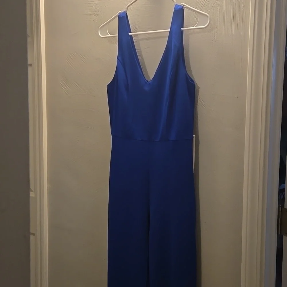 ROYAL BLUE SLEEVELESS LONG PANTS ROMPER WITH POCKETS - Picture 2 of 7
